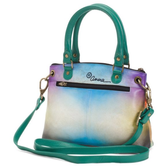 New ANNA BY ANUSCHKA Multicolor Hand Painted Leather Satchel 1296NT - Picture 5 of 5